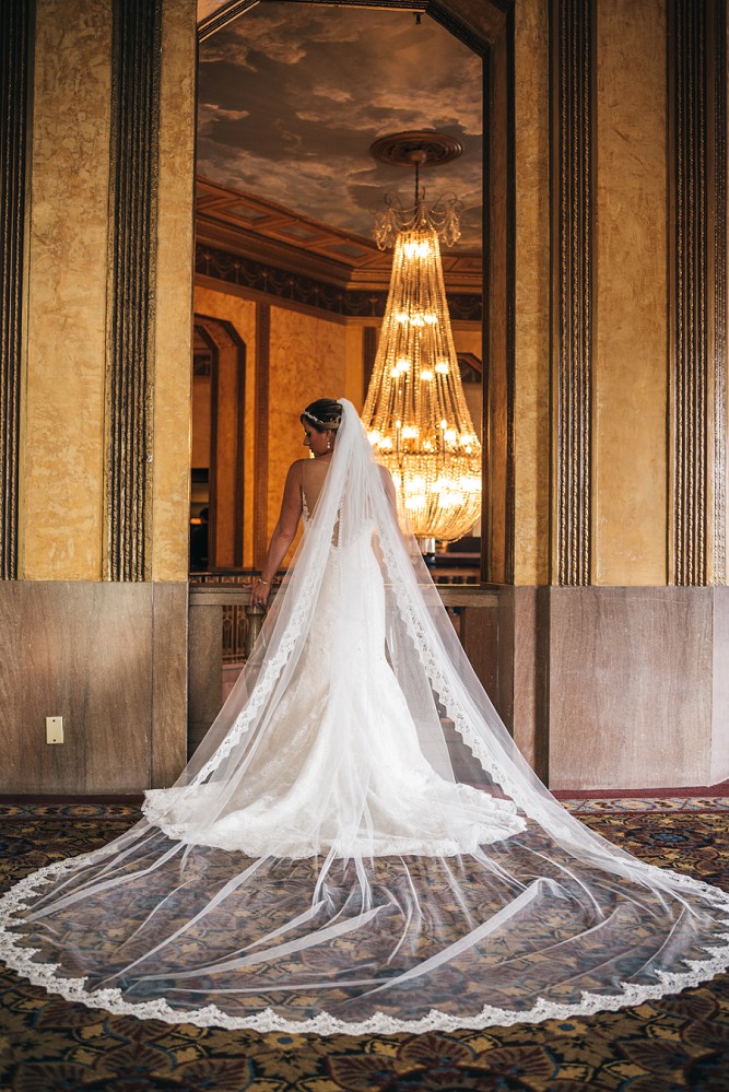 Bride portrait inside crowne plaza hotel niagara falls